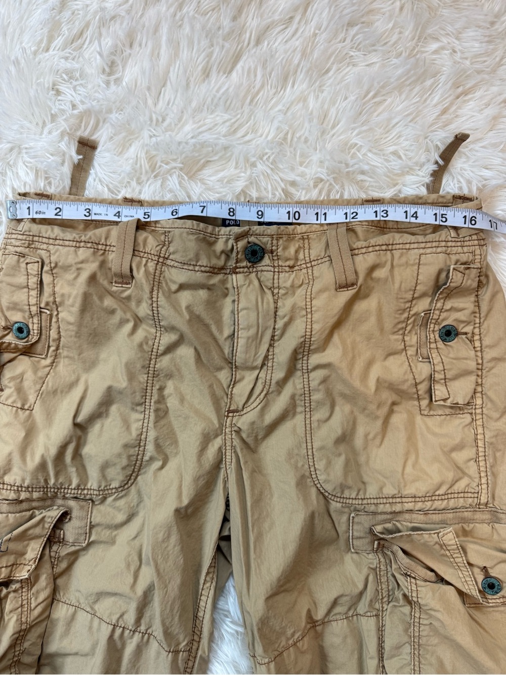 Y2K Ralph Lauren polo jeans co khaki 100% cotton lightweight cargo pants size 12 - Picture 10 of 12